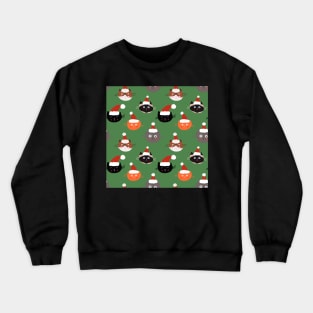 Cats in Santa Hats on Green Crewneck Sweatshirt